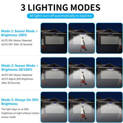 Luces solares con sensor de movimiento para exteriores con control remoto