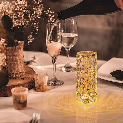 Lampe de table en cristal, veilleuse rechargeable