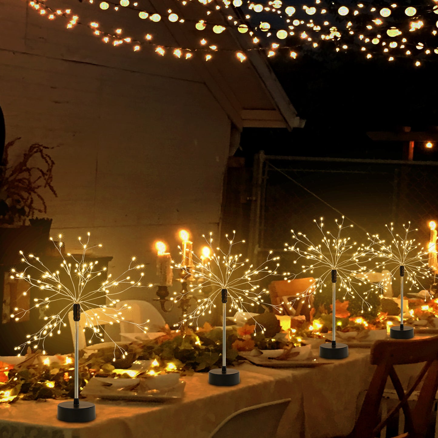 Lumières de table de feu d'artifice à LED