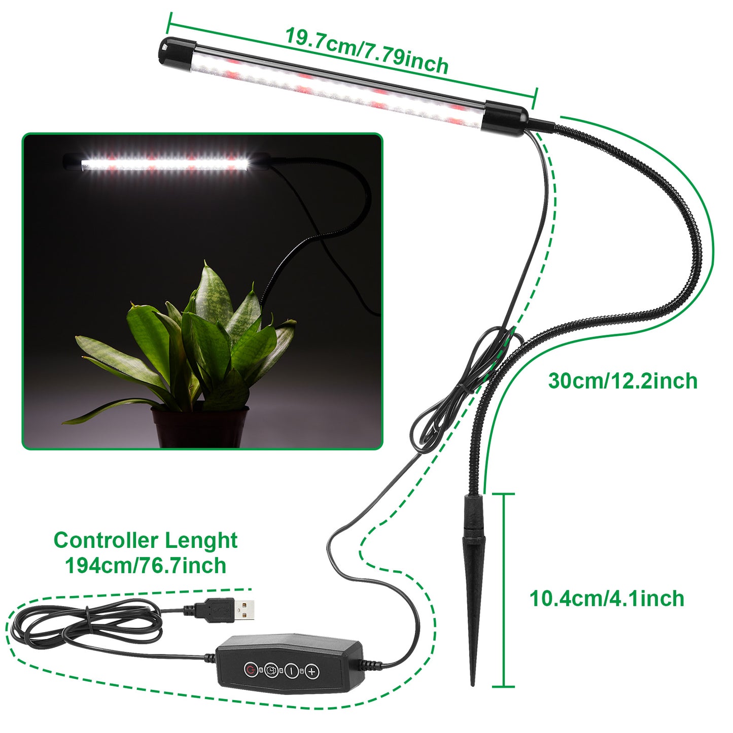 LED Grow Light Timer Setting 4/8/12H,5 Dimmable Levels