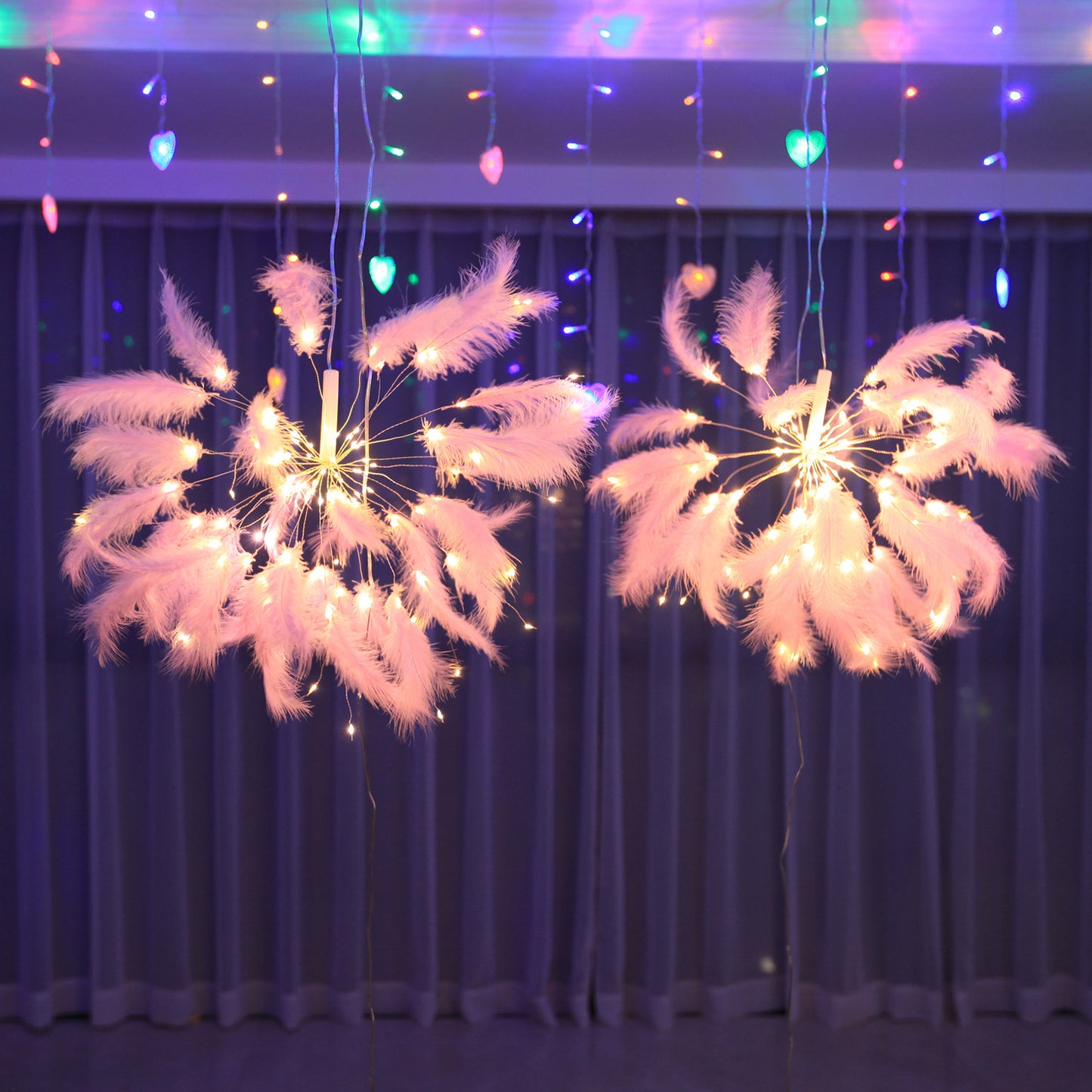 Guirlande lumineuse en forme d'étoile en plumes