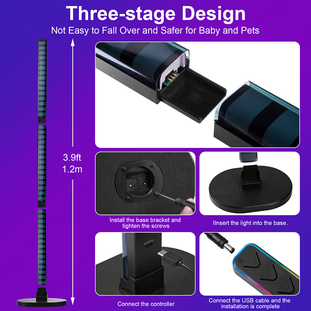 Lámpara de pie LED inteligente WiFi RGBIC