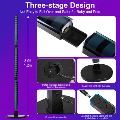 Lámpara de pie LED inteligente WiFi RGBIC