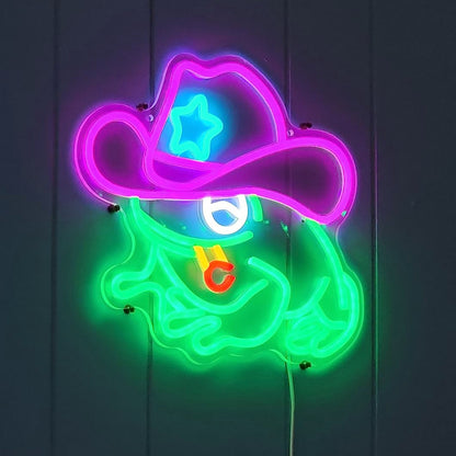 Frosch-Cowboy-Leuchtreklamen, LED-Lampe