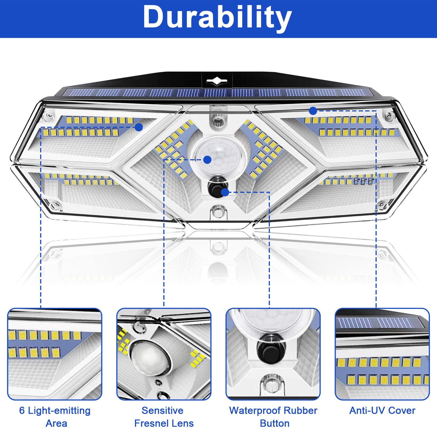 Luces de pared con sensor de movimiento solar LED para exteriores