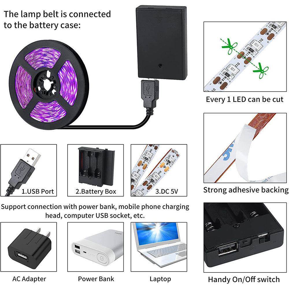 2.5M LED UV Black Strip Light