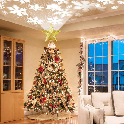 Christmas Tree Topper Star LED Rotating Snowflake Projector