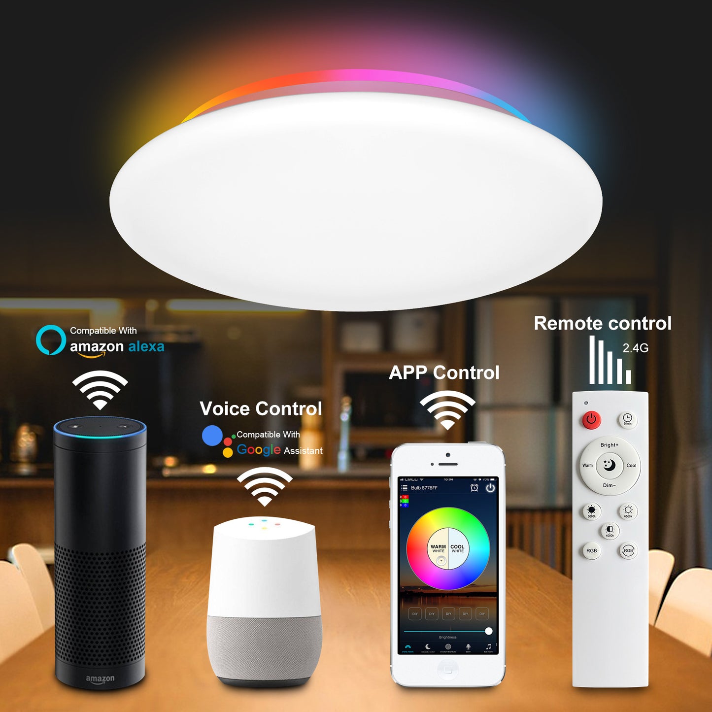 Smart Led RGB Ceiling Light Flush Mount 28W