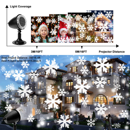 Waterproof LED Projector Lights Rotated Snowfall Projection