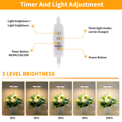 Lámpara LED de cultivo de plantas Halo de espectro completo