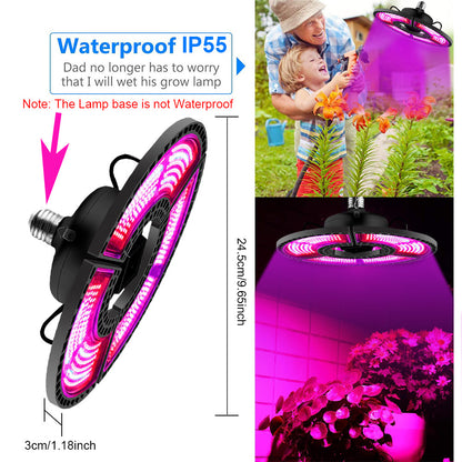 Ampoule LED pliable en forme d'OVNI pour plantes, 288-504LED E26/E27