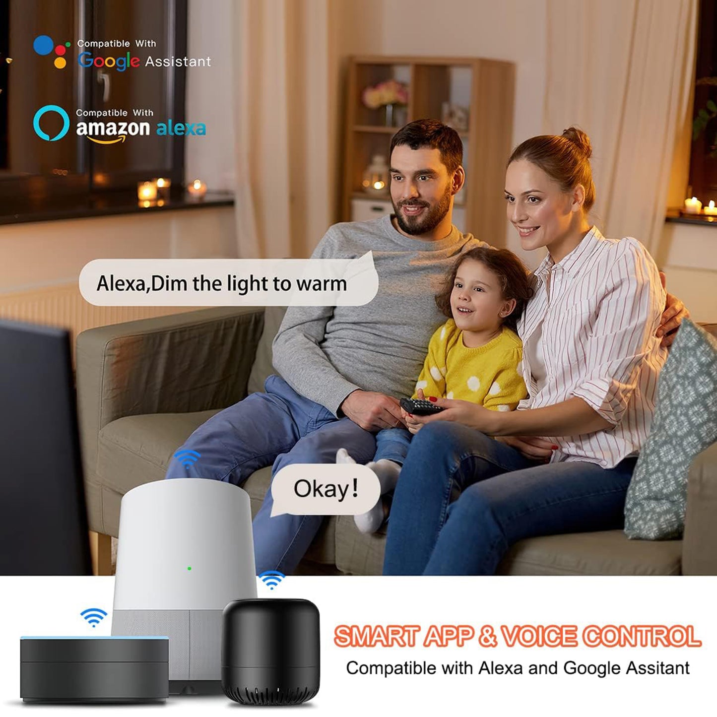 Luz de techo LED empotrada Smart Wifi Ble con control remoto