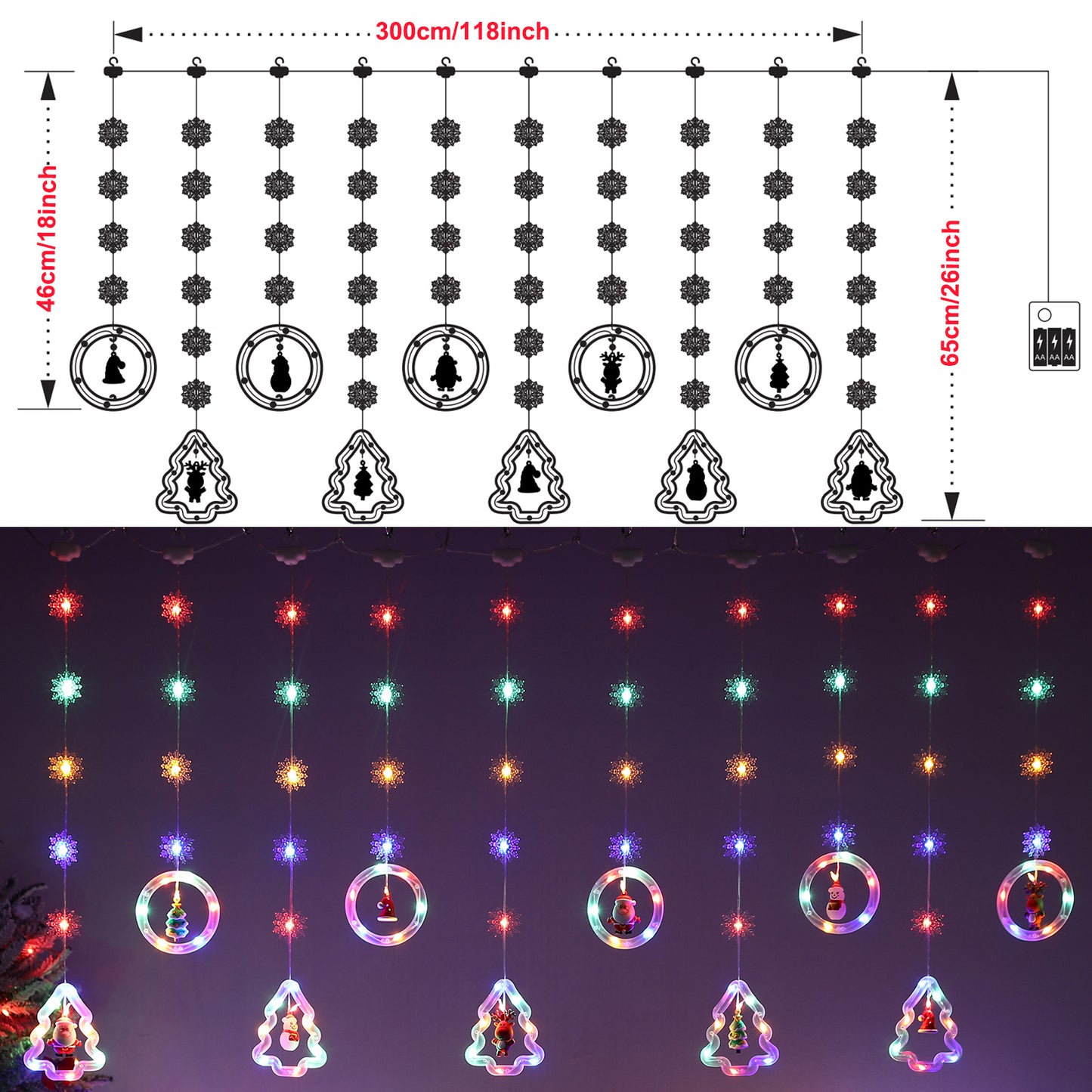 3M 100 LED Christmas Window Curtain Lights