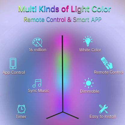 LED Corner Floor Lamp RGB Color Changing