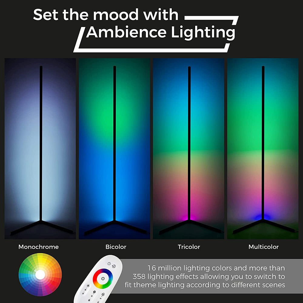 Lámpara de pie de esquina LED Iluminación RGB regulable