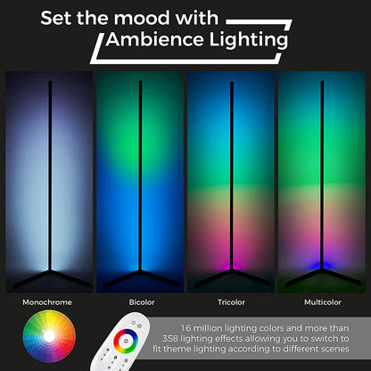 LED Corner Floor Lamp RGB Lighting Dimmable