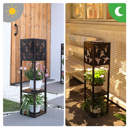 Lampes à fleurs à deux étages à énergie solaire