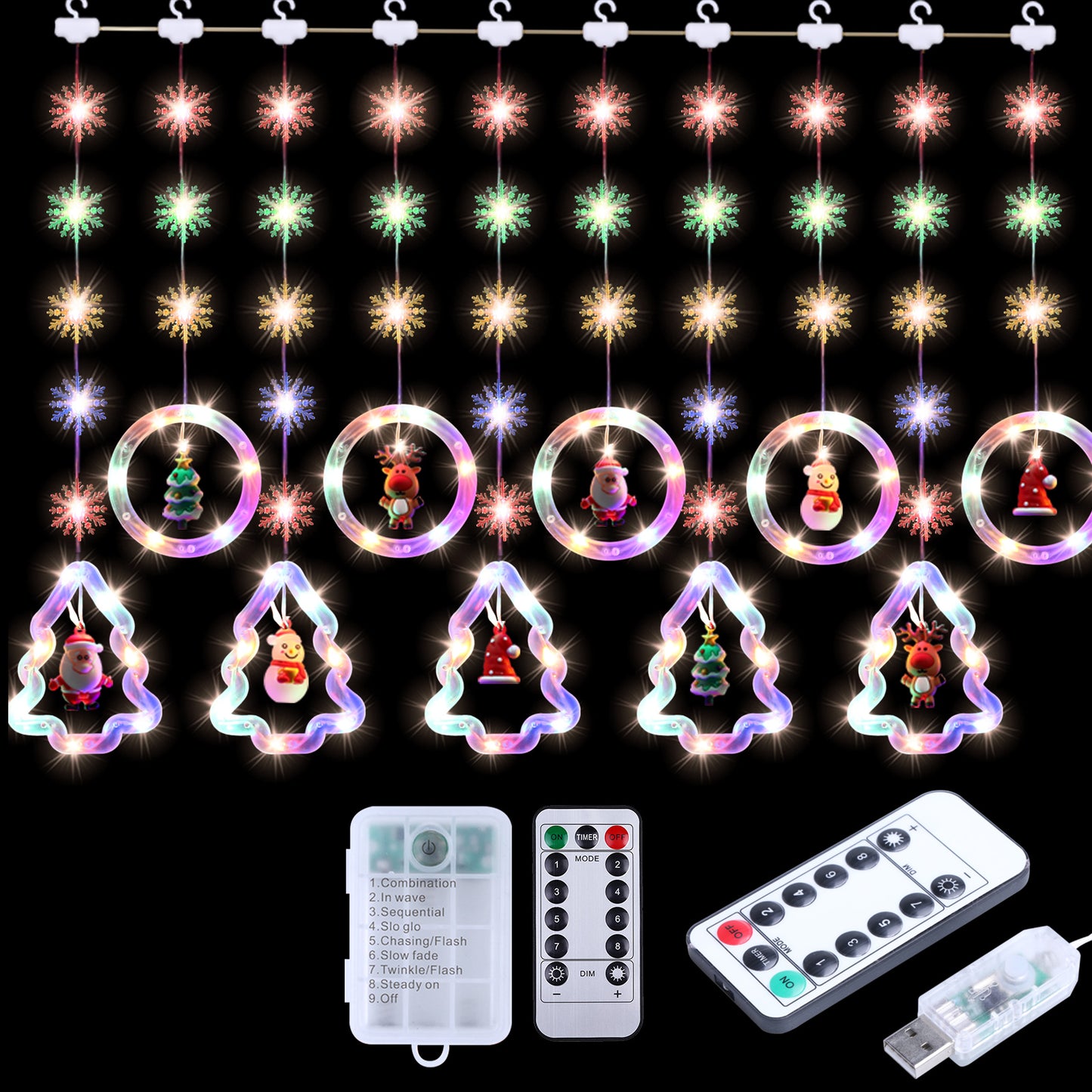 Luces navideñas para cortina de ventana 3M 100 LED