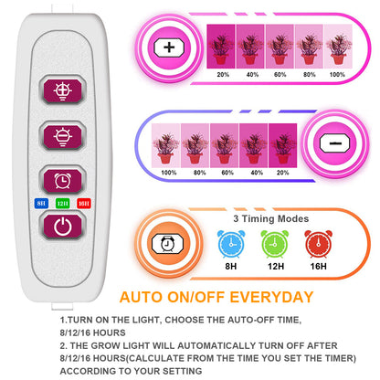 Full Spectrum USB LED Plant Grow Light-Pink