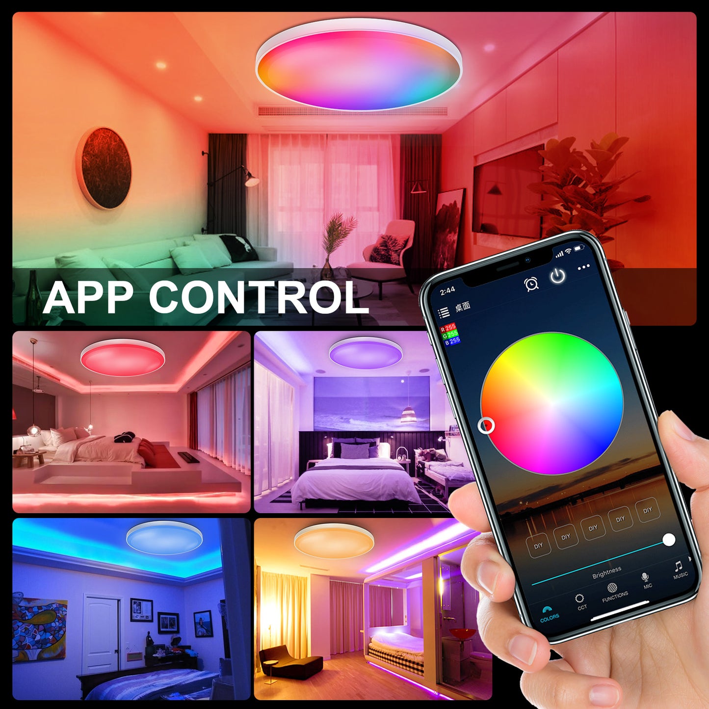 LED WiFi Smart Ceiling Light Flush Mount