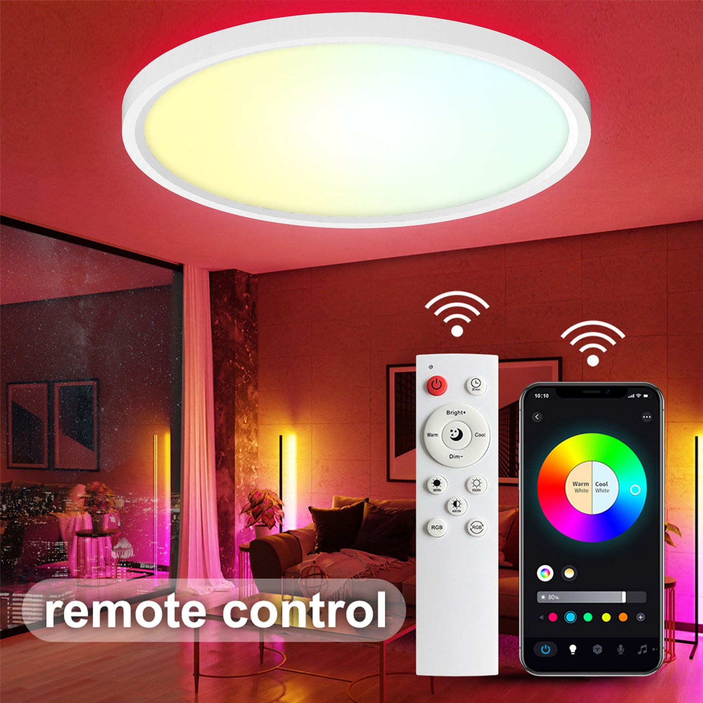 Montaje empotrado de luz de techo LED inteligente WIFI y Bluetooth