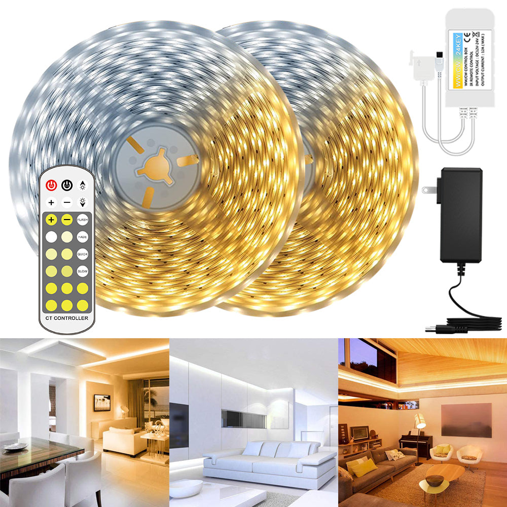 Dimmable LED Strips Light with Remote Control 3000K-6000K