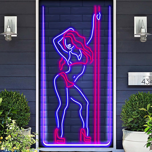 Neon Pole Dance Banner Backdrop - Sexy Girl Theme Decor for Parties