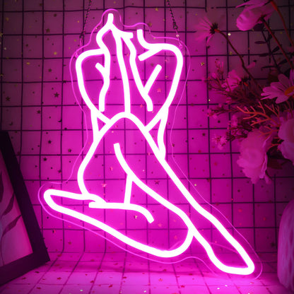 Lady Neon Sign - Dimmable LED Wall Decor for Bedroom, Man Cave, Home Bar