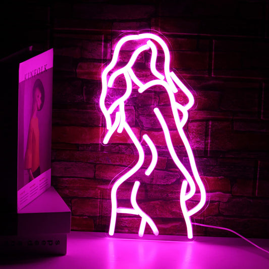 Lady Neon Sign - Pink LED Bedroom Lights for Wall Decor