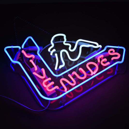 Live Nudes Neon Sign - Handmade Glass Neon Lights for Bar and Home Decor