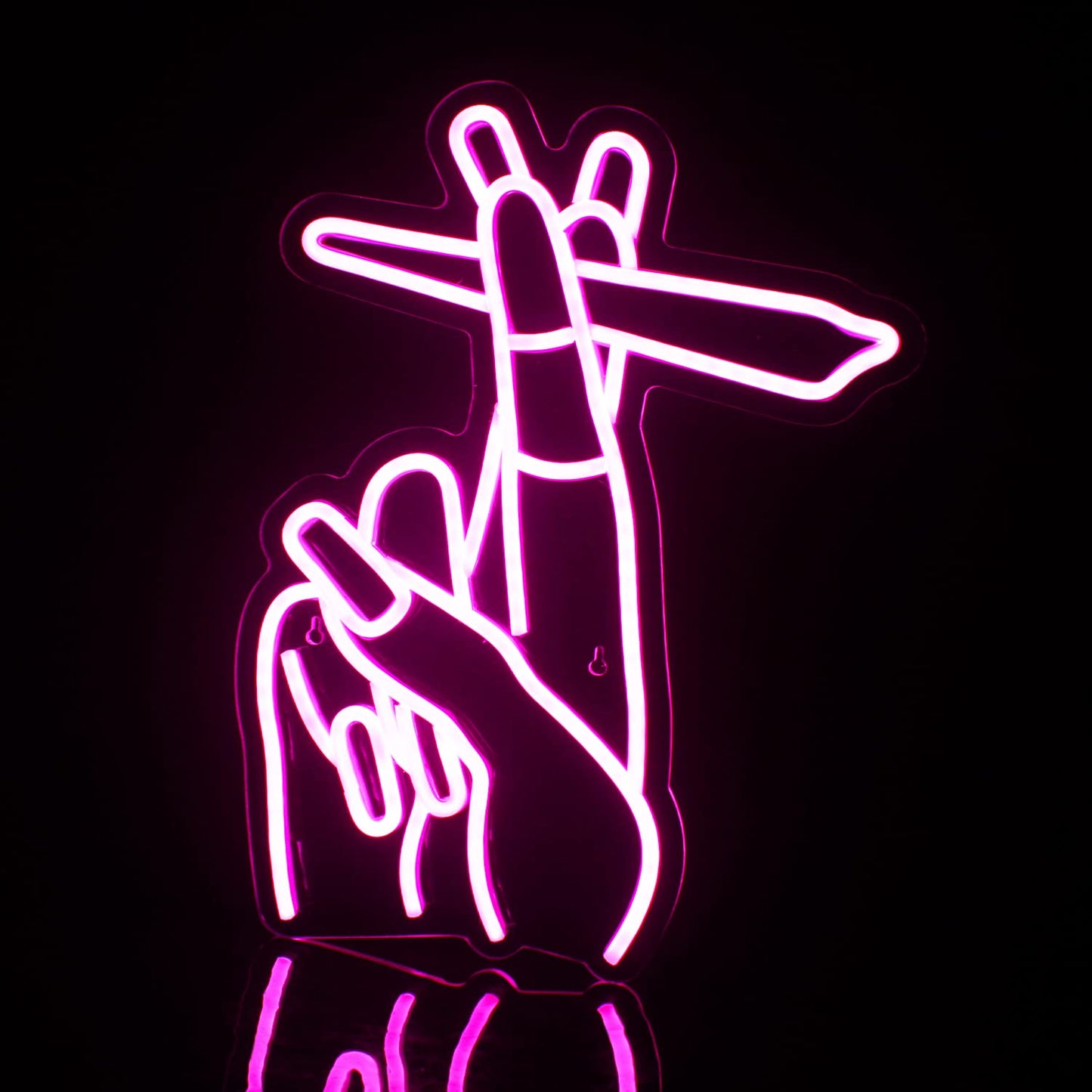 Hand Neon Signs - Pink LED Wall Decor for Bedroom, Living Room