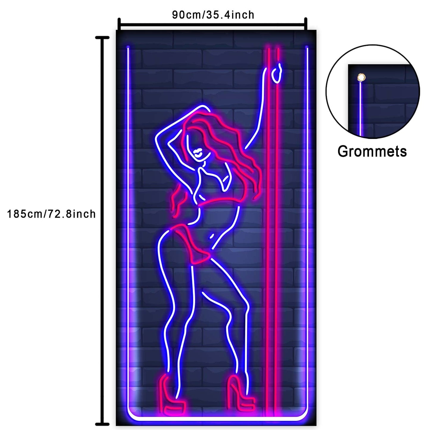 Neon Pole Dance Banner Backdrop - Sexy Girl Theme Decor for Parties