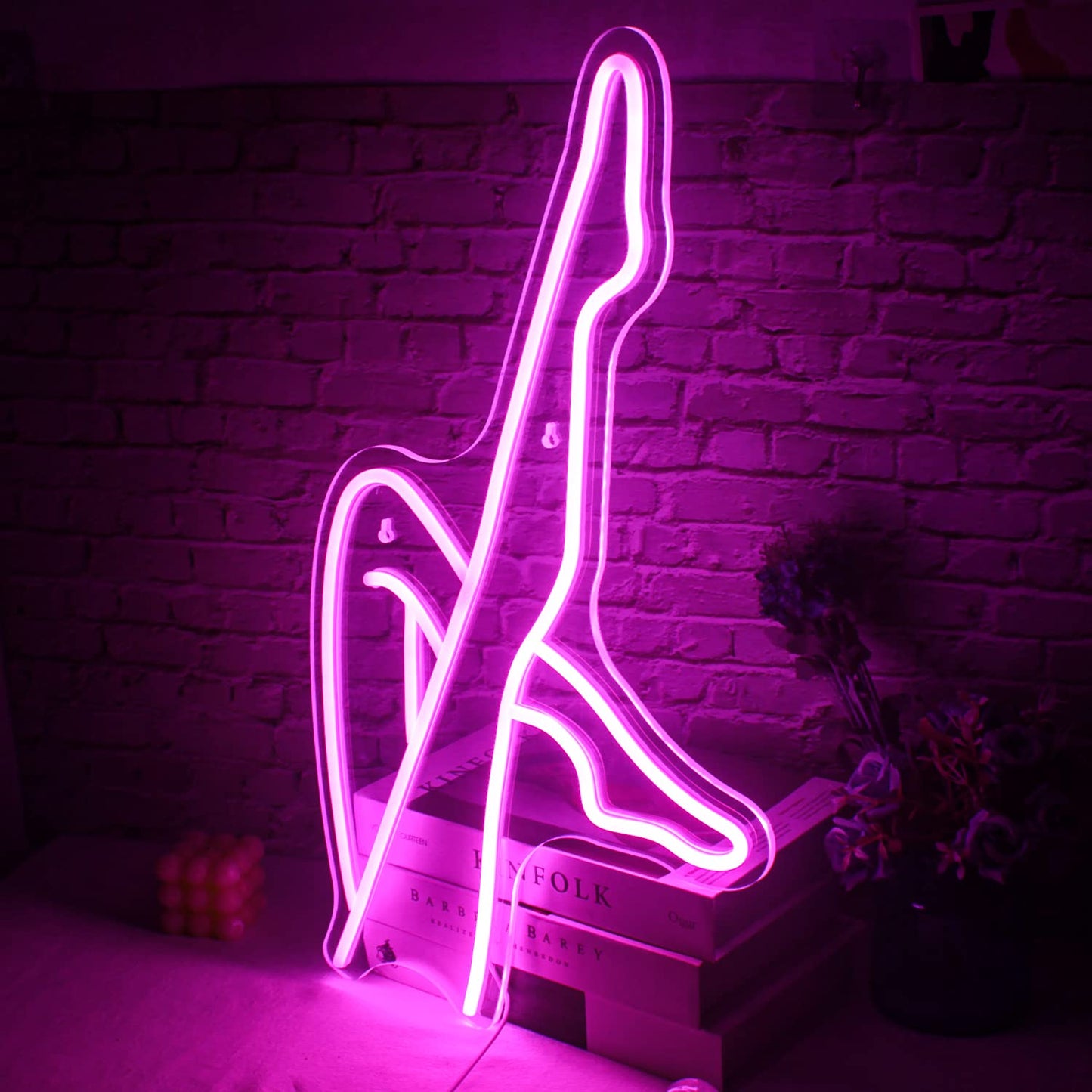 Lampe néon Sexy Leg – Panneau LED alimenté par USB pour décoration murale de chambre à coucher