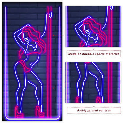 Neon Pole Dance Banner Backdrop - Sexy Girl Theme Decor for Parties