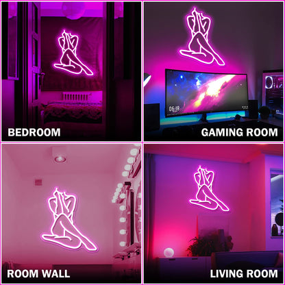 Lady Neon Sign - Dimmable LED Wall Decor for Bedroom, Man Cave, Home Bar