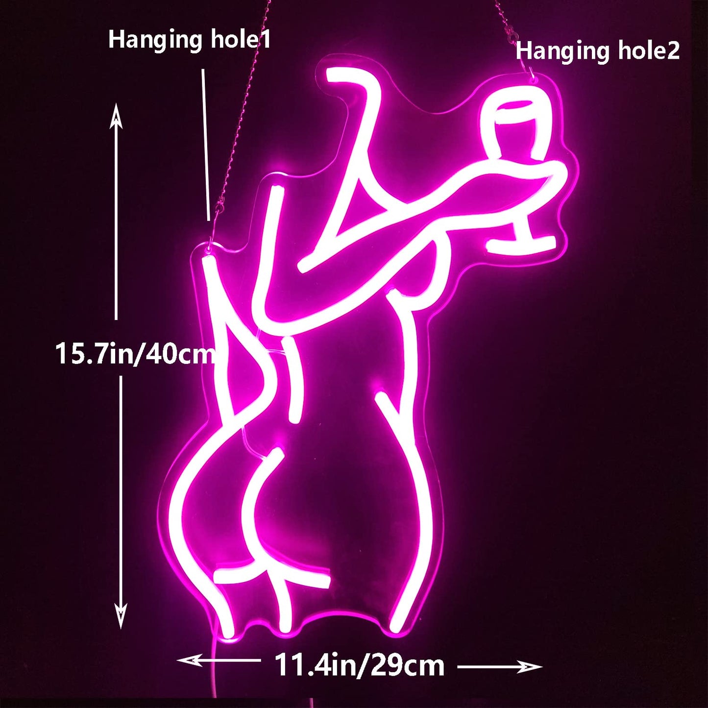 LED Neon Pink Lady Sign - Dimmable Décor for Bedroom, Bar, Store