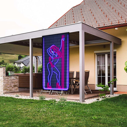 Neon Pole Dance Banner Backdrop - Sexy Girl Theme Decor for Parties