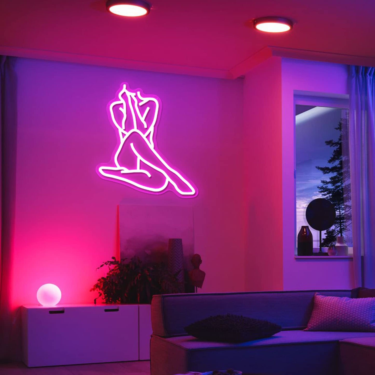 Lady Neon Sign – Décoration murale LED à intensité variable pour chambre à coucher, caverne d'homme, bar à la maison