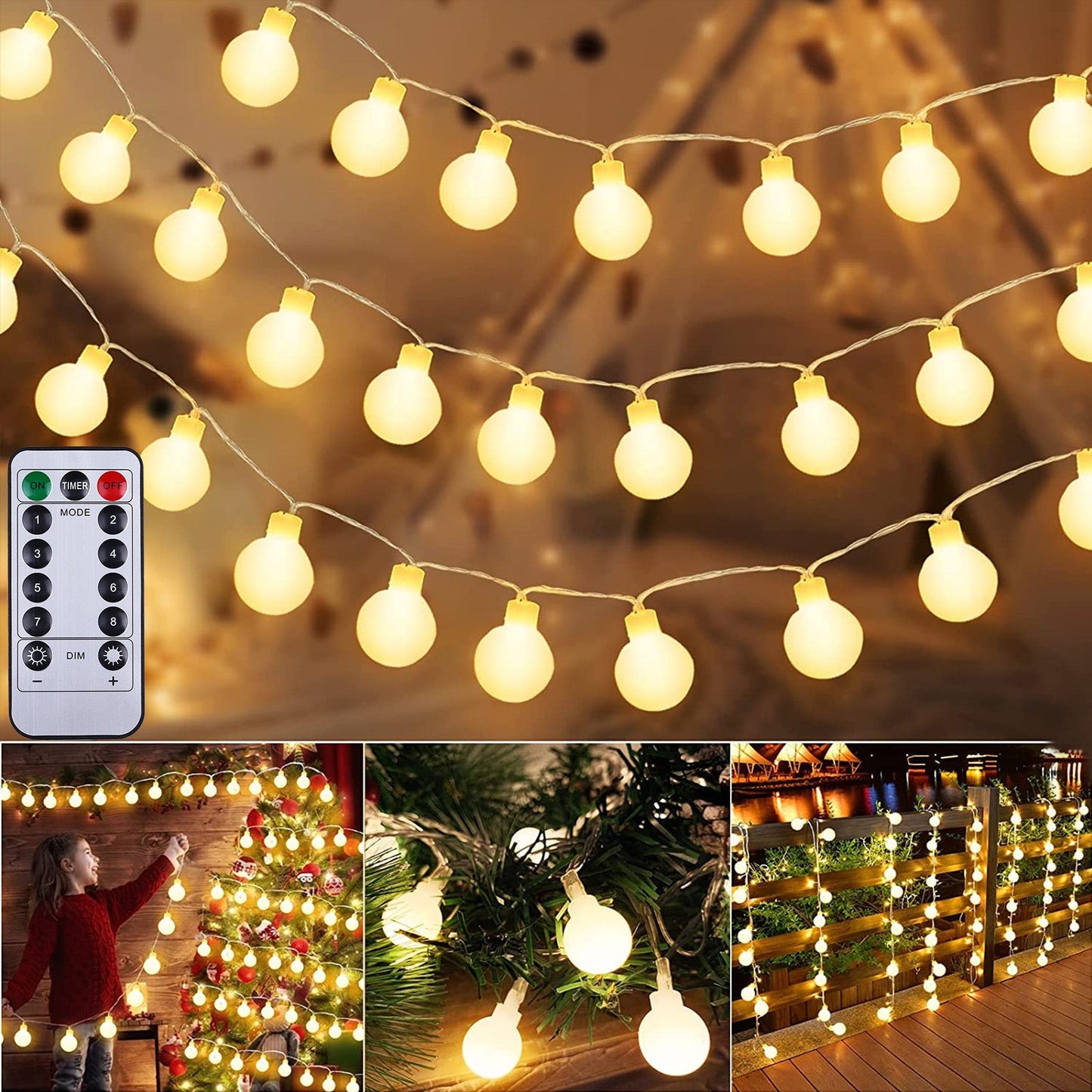 Guirlande lumineuse LED 8 modes, 3M-20LED/6M-40LED