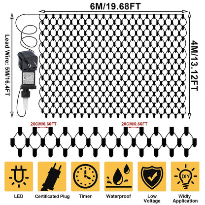 Waterproof Low Voltage Power Saving LED Net Light, 2x3M/4x6M