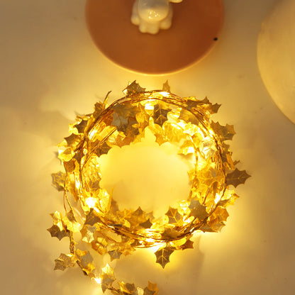 Gold Leaves String Lights, 2M/6.5FT 20 LEDs