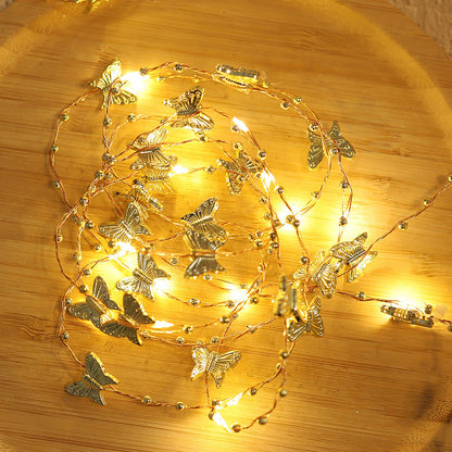 Golden Butterfly/Golden Leaves Lights String, 2M/6.5FT 20 LEDs