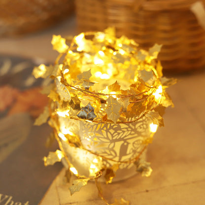 Gold Leaves String Lights, 2M/6.5FT 20 LEDs