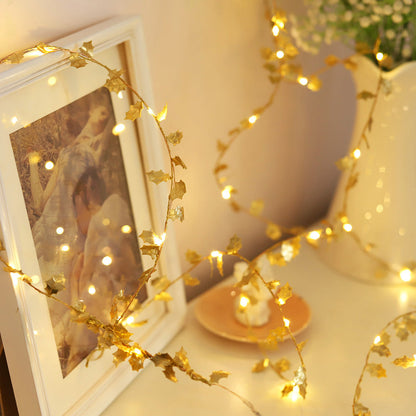 Golden Butterfly/Golden Leaves Lights String, 2M/6.5FT 20 LEDs