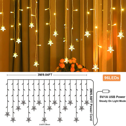 LED-Vorhang-Eiszapfen-Lichterkette, 3 m, 96 LEDs