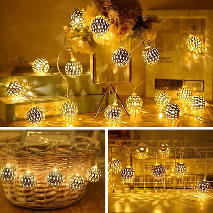 LED Moroccan Hanging String Lights, 1.5m 10LEDs/3m 20LEDs