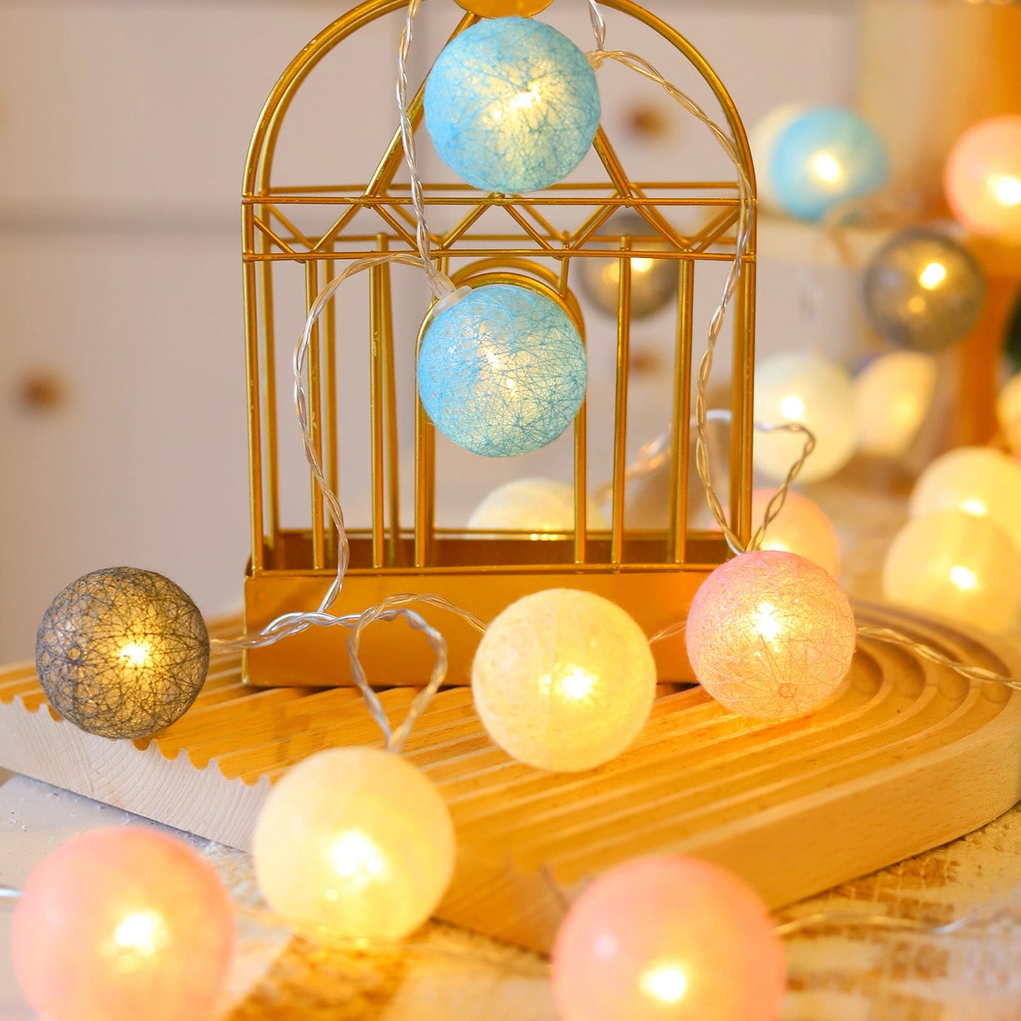 Cotton Balls Fairy String Lights 1-3M 10/20 LEDs